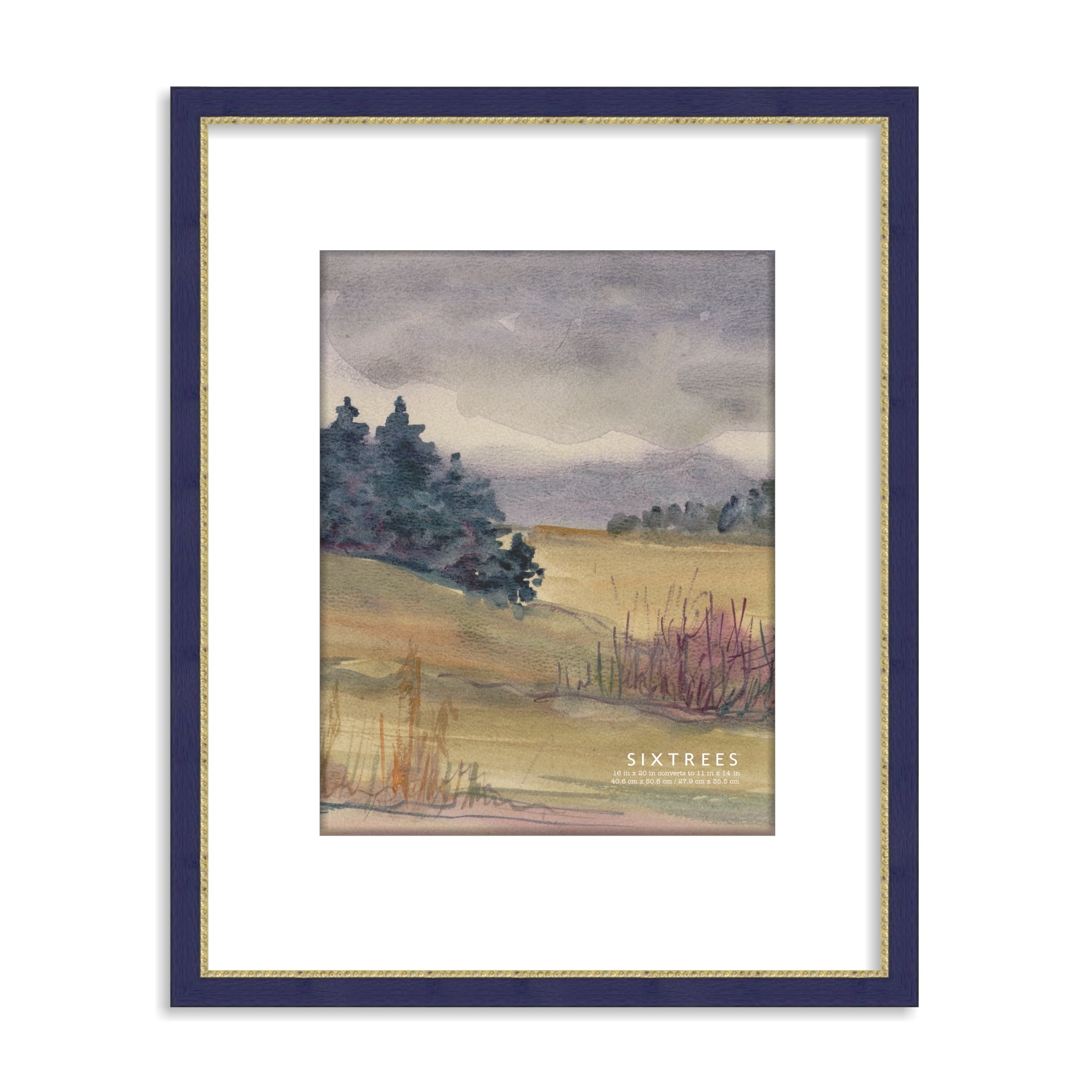 Bateman Navy Matted Wood Picture Frame - 8x10 , 11X14 and 16X20 – Sixtrees