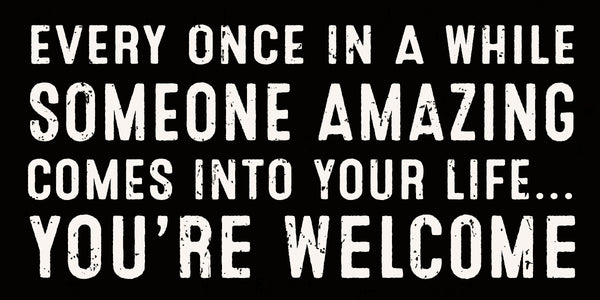 'Every Once In A While Someone Amazing Comes Into Your Life....You're Welcome - 4X8 Box Sign