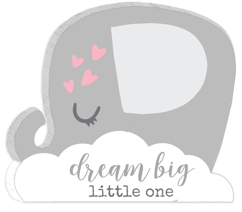 'Dream Big Little One' - Grey / Pink / Blue, 8X7 Wooden Decorative Baby Cut Out Sign