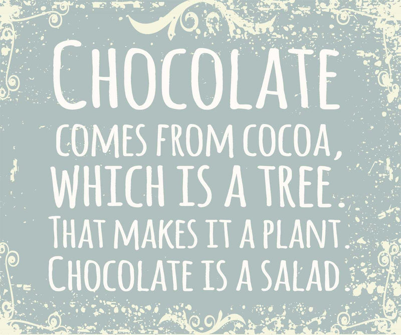 10 X 12 Box Sign Chocolate Comes From Cocoa Which Is A Tree That Makes It A Plant Chocolate Is A Salad