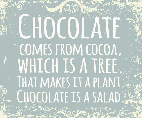 10 X 12 Box Sign Chocolate Comes From Cocoa Which Is A Tree That Makes It A Plant Chocolate Is A Salad