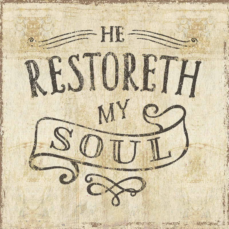 6 X 6 Box Sign He Restoreth My Soul