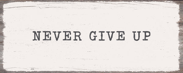'Never Give Up' - 4X10 Wooden Decorative Box Sign