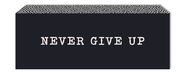 'Never Give Up' - 4X10 Wooden Decorative Sign With Designed Edge