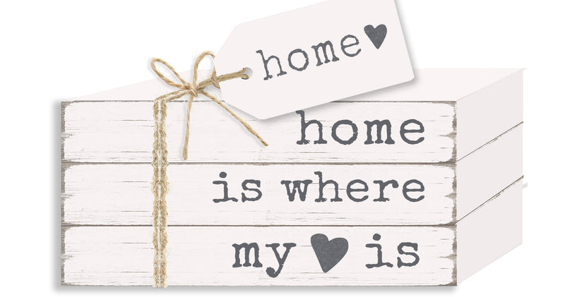 Home Is Where My Heart Is  - Wooden Decorative Book Stack, Home, Everyday