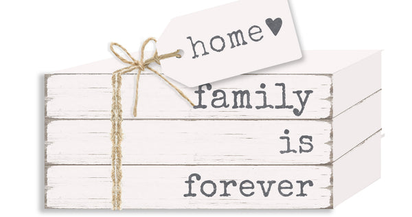 Family Is Forever  - Wooden Decorative Book Stack, Family, Home, Everyday