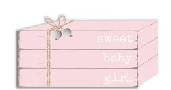 Sweet Baby Girl - Pink, Wooden Decorative Book Stack