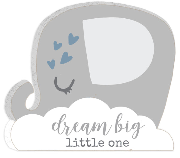 'Dream Big Little One' - Grey / Pink / Blue, 8X7 Wooden Decorative Baby Cut Out Sign