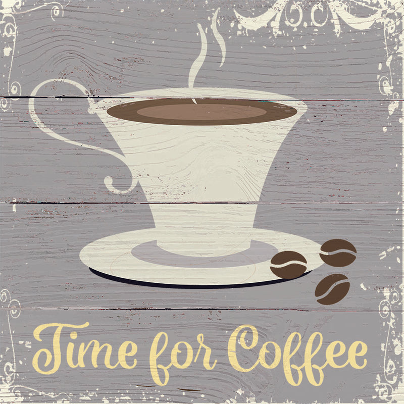 'Time For Coffee' - 6X6 Wooden Decorative Box Sign