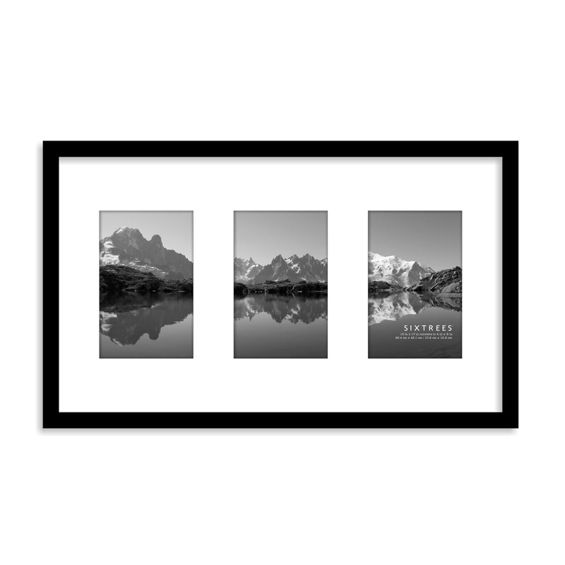 Logan Black Picture Frame 10X17 Matted to a 4X6 - Triple (Horizontal / Vertical)