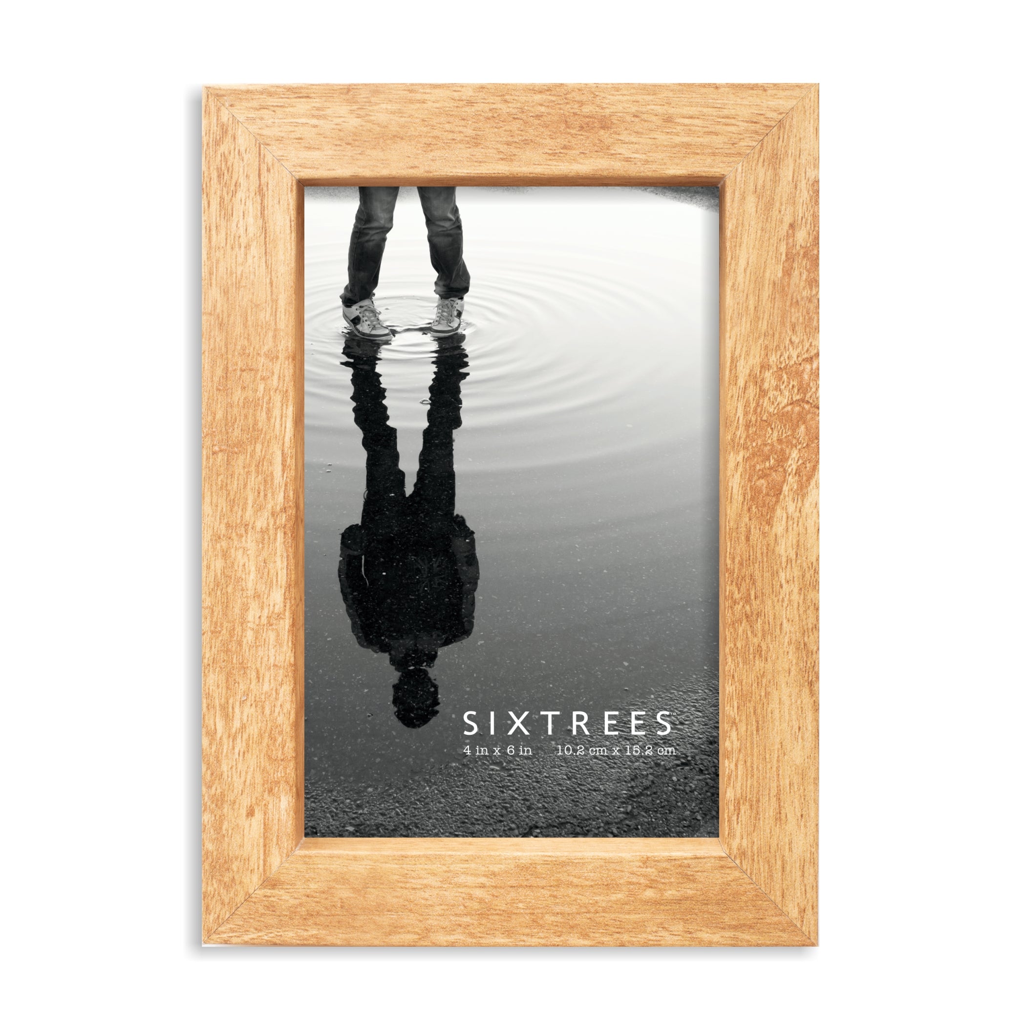 Natural Wood Photo Frames Inspired Tabletop Picture Frame with Mat,  Vertical or Horizontal Display (Teak, 8x10 matted to 5x7/6x8)