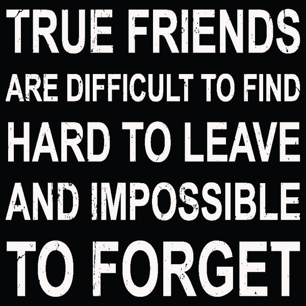 12 X 12 Box Sign True Friends Are Difficult To Find Hard To Leave And Impossible To Forget